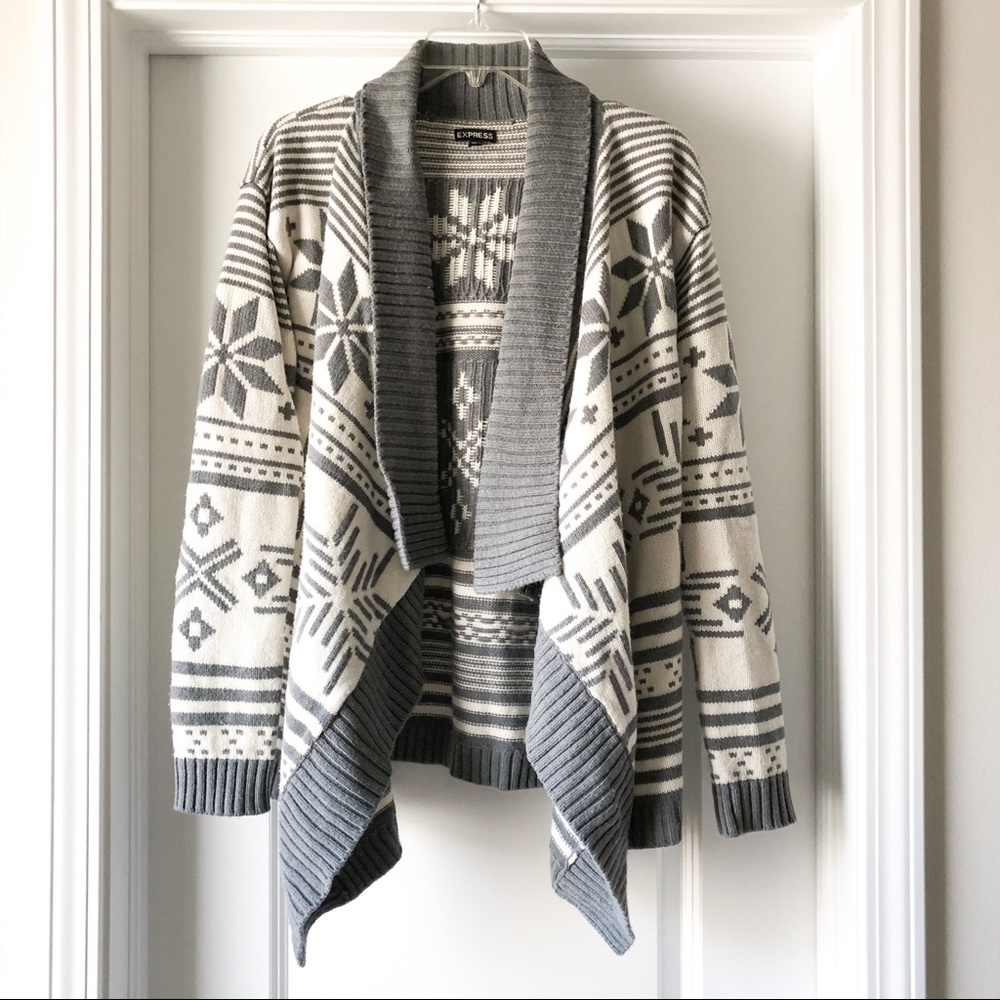Express Grey/Cream Thick Sweater